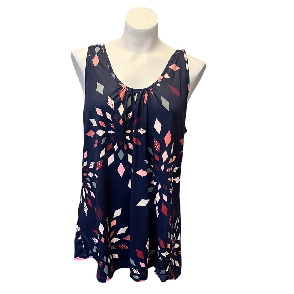 Navy Blue Abstract Patterned Tank